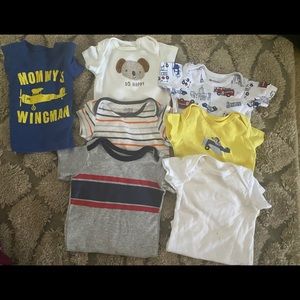 Lot of 0-3 months onesies and a T-shirt
